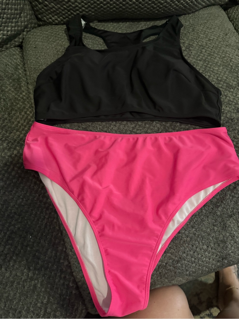Black & Hot Pink Two-Piece Swim Set - Women